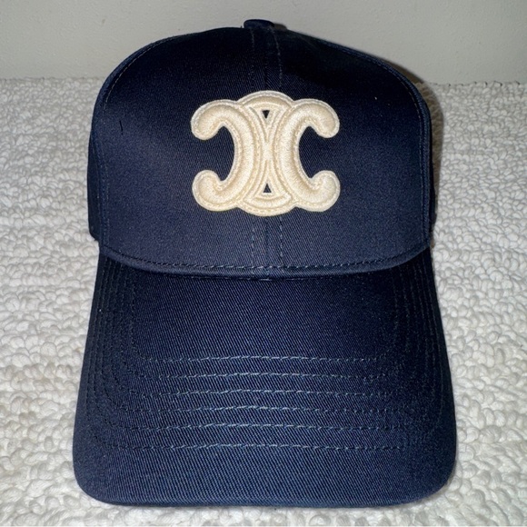 Celine Triomphe Blue Baseball Cap Size Medium - Picture 1 of 5